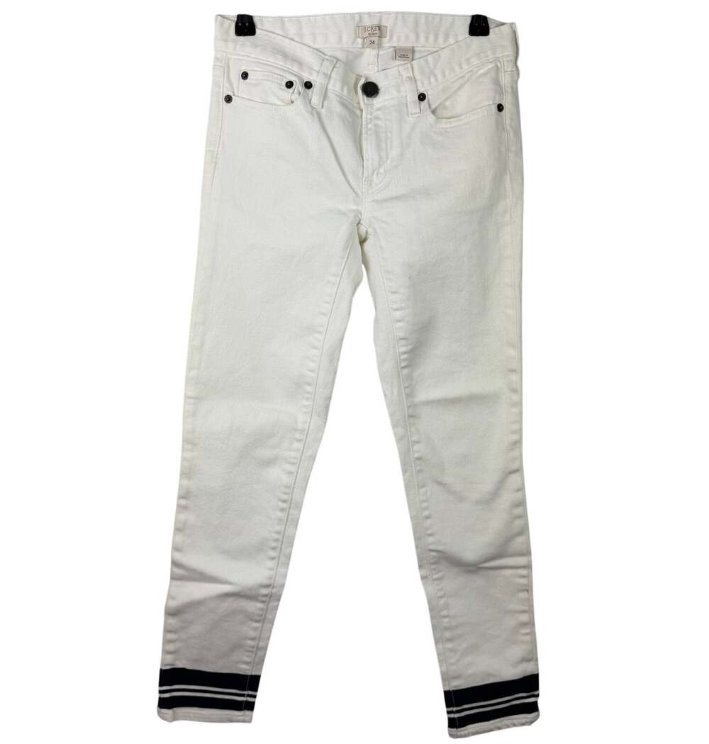J.Crew White Jeans Cotton Stretch Denim Low-Rise Skinny Leg Casual Zip Fly Sz 24